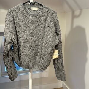 Altar'd State Gray Cable Knit Sweater